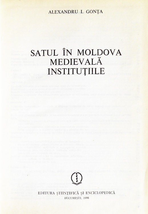 Satul in Moldova medievala. Institutiile - Alexandru I. Gonta
