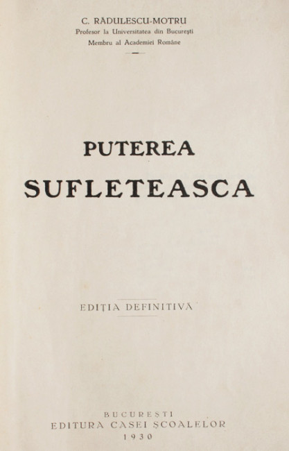 Puterea sufleteasca (editia princeps