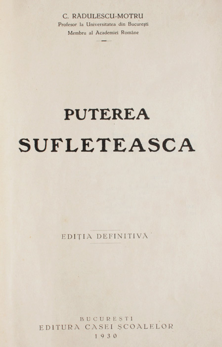 Puterea sufleteasca (editia princeps