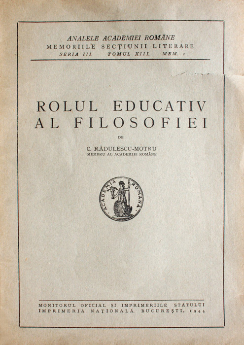 Rolul educativ al filosofiei (editia princeps