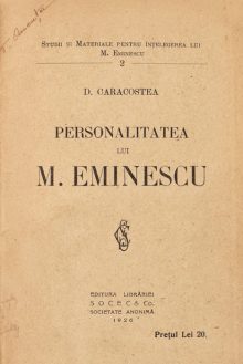 Personalitatea lui M. Eminescu - D. Caracostea